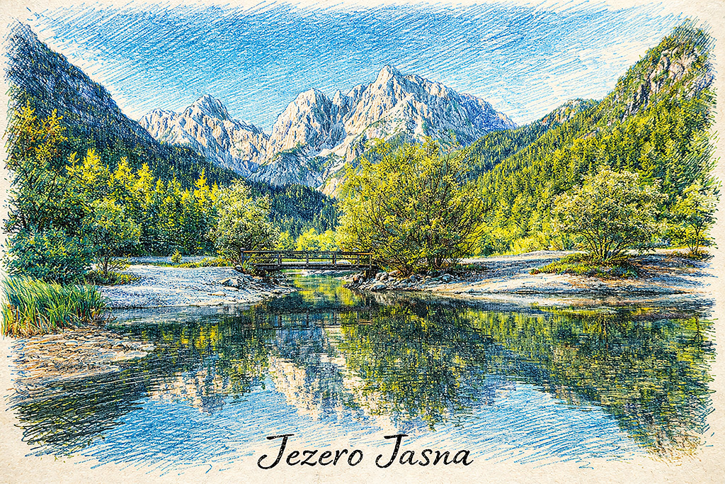 Digitalna ilustracija - Jezero Jasna