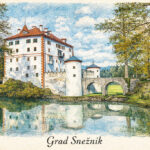 Digitalna ilustracija slovenskih pokrajin in zanimivosti - Grad Snežnik